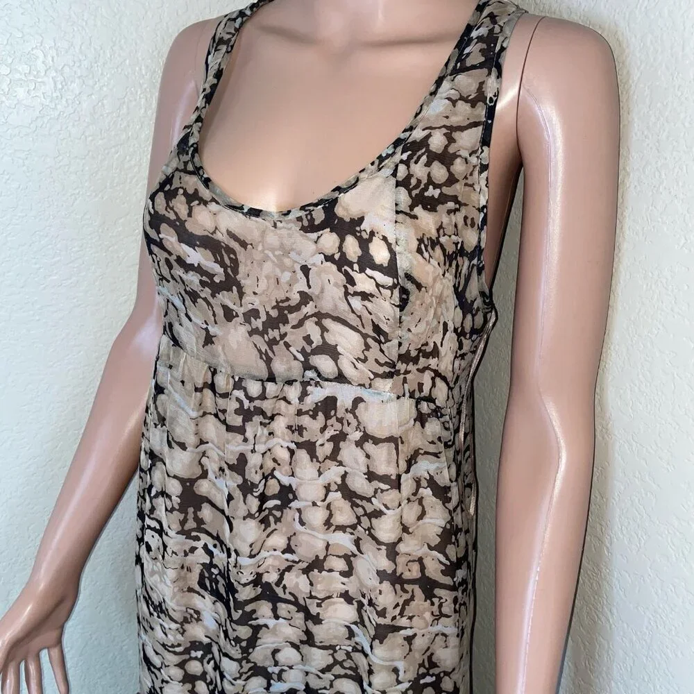 Willow & Clay maxi dress brown tan sleeveless tiered skirt SZ 10 lightweight